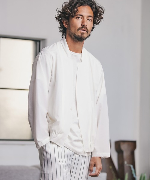 CAMBIO(カンビオ)の「mj7748-着流しカーデブルゾン(ブルゾン・メンズ・ホワイト/ベージュ・LL/M/L)」の4枚目の写真