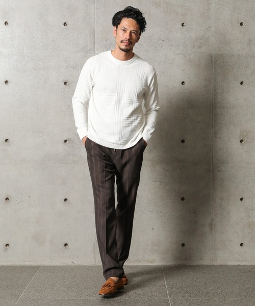 MEN'S BIGI（メンズビギ）の「アムンゼンマルチストライププリント パンツ（スラックス・メンズ・ネイビー/ブラウン・01/02/03/04）」の3枚目の写真