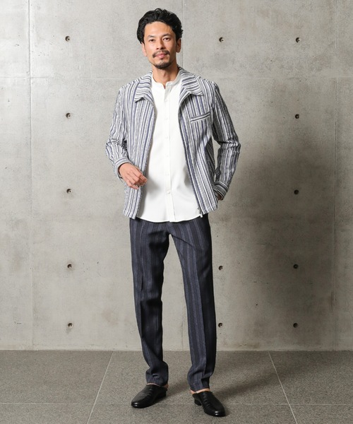 MEN'S BIGI（メンズビギ）の「アムンゼンマルチストライププリント パンツ（スラックス・メンズ・ネイビー/ブラウン・01/02/03/04）」の8枚目の写真