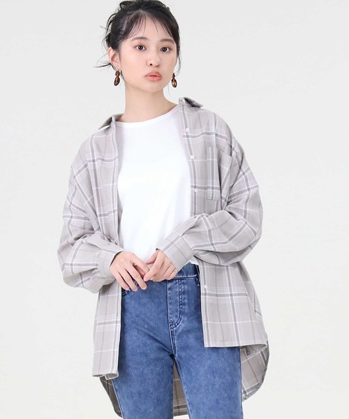 RAG MACHINE（ラグマシーン）の「【RAG MACHINE】ゆったり袖ボリュームシャツ（シャツ/ブラウス・レディース・オリーブ×ブラック/ベージュ/グレー/ブルー/イエロー/ホワイト×ブラック・L/M）」の3枚目の写真