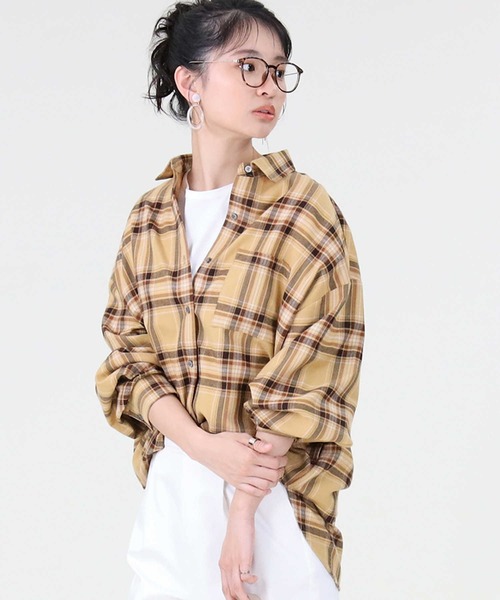 RAG MACHINE（ラグマシーン）の「【RAG MACHINE】ゆったり袖ボリュームシャツ（シャツ/ブラウス・レディース・オリーブ×ブラック/ベージュ/グレー/ブルー/イエロー/ホワイト×ブラック・L/M）」の6枚目の写真