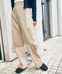 パッチワーク ツイルワイドバルーンテーパードパンツ