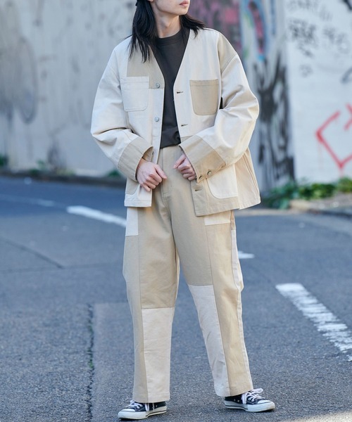 BASQUE magenta（バスクマゼンタ）の「パッチワーク ツイルワイドバルーンテーパードパンツ（その他パンツ・メンズ・ホワイト系その他/ブラウン系その他・M/L）」の5枚目の写真