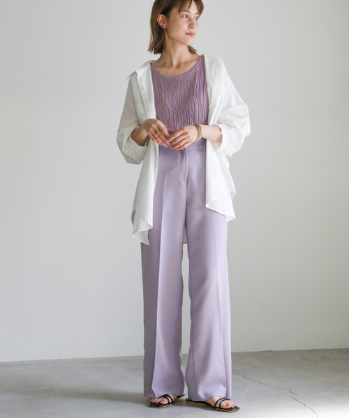 select MOCA（セレクトモカ）の「2021 SS ウェーブデザインタンクトップ（タンクトップ・レディース・サックスブルー/ホワイト/ライトオリーブ/ラベンダー・FREE）」の17枚目の写真