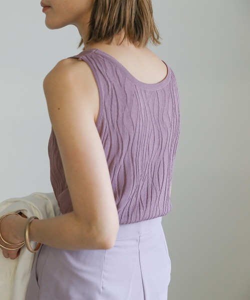 select MOCA（セレクトモカ）の「2021 SS ウェーブデザインタンクトップ（タンクトップ・レディース・サックスブルー/ホワイト/ライトオリーブ/ラベンダー・FREE）」の18枚目の写真