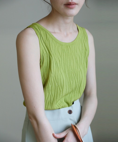 select MOCA（セレクトモカ）の「2021 SS ウェーブデザインタンクトップ（タンクトップ・レディース・サックスブルー/ホワイト/ライトオリーブ/ラベンダー・FREE）」の7枚目の写真