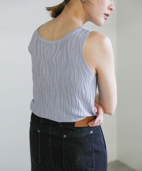 select MOCA（セレクトモカ）の「2021 SS ウェーブデザインタンクトップ（タンクトップ・レディース・サックスブルー/ホワイト/ライトオリーブ/ラベンダー・FREE）」の16枚目の写真