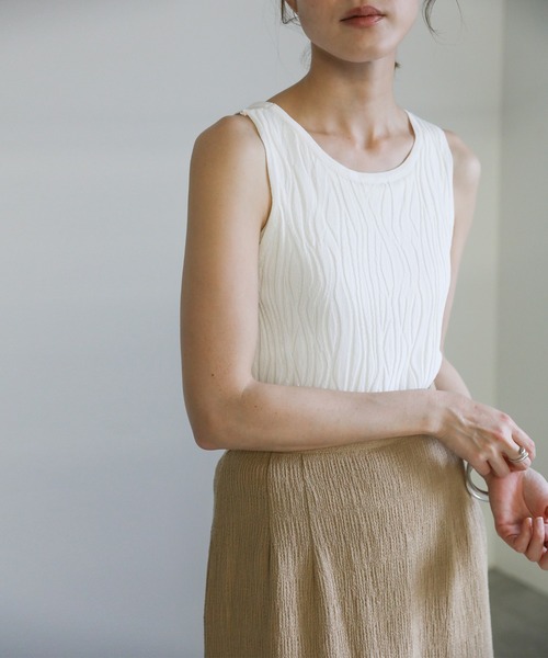 select MOCA（セレクトモカ）の「2021 SS ウェーブデザインタンクトップ（タンクトップ・レディース・サックスブルー/ホワイト/ライトオリーブ/ラベンダー・FREE）」の20枚目の写真