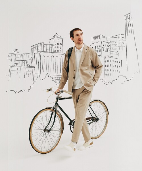 TAKEO KIKUCHI(タケオキクチ)の「◆4WAY リップストップ シャンブレー イージーパンツ(スーツパンツ・メンズ・サンドベージュ/ブラック/ネイビー/チャコールグレー・03/02/04/01)」の13枚目の写真