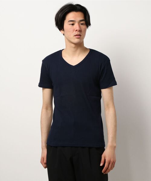 PARKS TOKYO SELECT（パークストウキョウセレクト）の「【BS】テレコ S/S VN（Tシャツ/カットソー・メンズ・ホワイト/ブラック/ネイビー/杢グレー・M/L）」の2枚目の写真