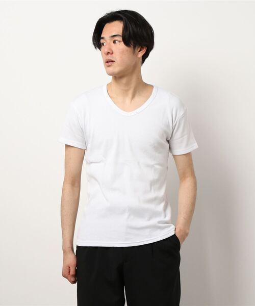 PARKS TOKYO SELECT（パークストウキョウセレクト）の「【BS】テレコ S/S VN（Tシャツ/カットソー・メンズ・ホワイト/ブラック/ネイビー/杢グレー・M/L）」の3枚目の写真