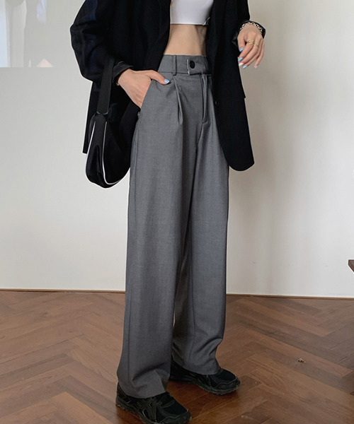 c.u.l（シーユーエル）の「【c.u.l:w】ハイウエストパンツ ワイドカラースラックス culw45（スラックス・レディース・グレー/ベージュ/ブラック・M/L）」の2枚目の写真