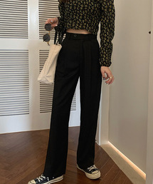 【c.u.l:w】ハイウエストパンツ ワイドカラースラックス culw45