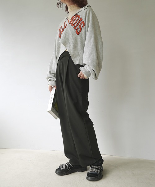 c.u.l（シーユーエル）の「【c.u.l:w】ハイウエストパンツ ワイドカラースラックス culw45（スラックス・レディース・グレー/ベージュ/ブラック・M/L）」の7枚目の写真