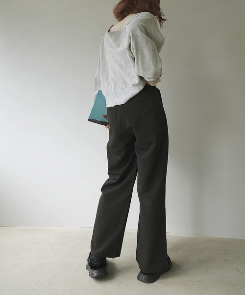 c.u.l（シーユーエル）の「【c.u.l:w】ハイウエストパンツ ワイドカラースラックス culw45（スラックス・レディース・グレー/ベージュ/ブラック・M/L）」の9枚目の写真