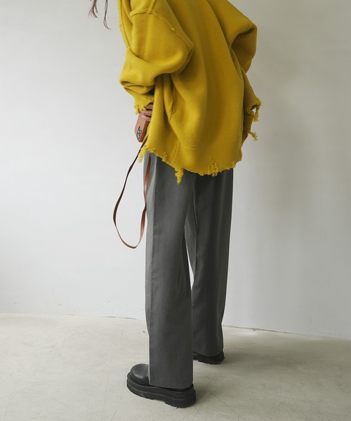 c.u.l（シーユーエル）の「【c.u.l:w】ハイウエストパンツ ワイドカラースラックス culw45（スラックス・レディース・グレー/ベージュ/ブラック・M/L）」の12枚目の写真