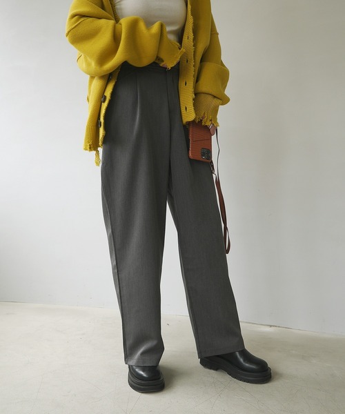 c.u.l（シーユーエル）の「【c.u.l:w】ハイウエストパンツ ワイドカラースラックス culw45（スラックス・レディース・グレー/ベージュ/ブラック・M/L）」の13枚目の写真