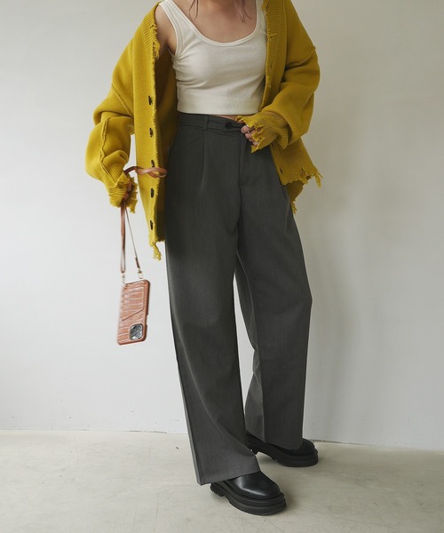 c.u.l（シーユーエル）の「【c.u.l:w】ハイウエストパンツ ワイドカラースラックス culw45（スラックス・レディース・グレー/ベージュ/ブラック・M/L）」の15枚目の写真