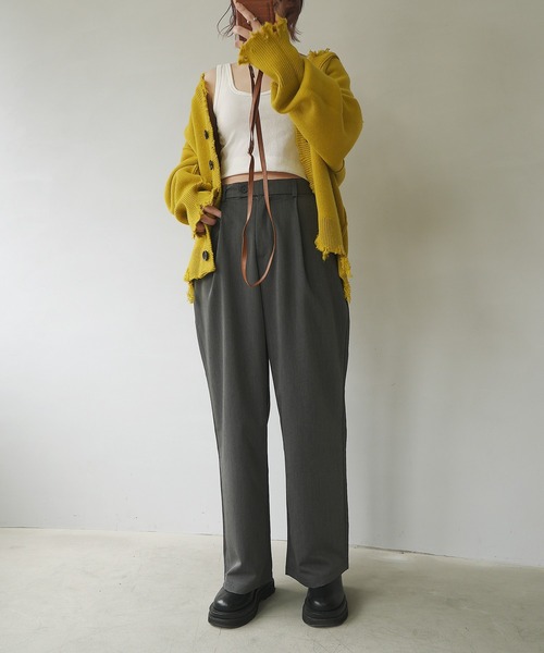 c.u.l（シーユーエル）の「【c.u.l:w】ハイウエストパンツ ワイドカラースラックス culw45（スラックス・レディース・グレー/ベージュ/ブラック・M/L）」の16枚目の写真