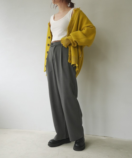 c.u.l（シーユーエル）の「【c.u.l:w】ハイウエストパンツ ワイドカラースラックス culw45（スラックス・レディース・グレー/ベージュ/ブラック・M/L）」の18枚目の写真