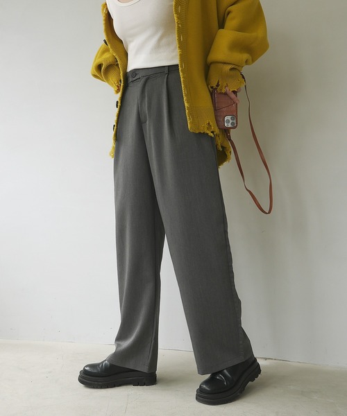 c.u.l（シーユーエル）の「【c.u.l:w】ハイウエストパンツ ワイドカラースラックス culw45（スラックス・レディース・グレー/ベージュ/ブラック・M/L）」の19枚目の写真