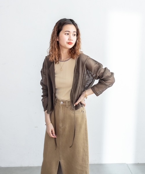 mystic（ミスティック）の「メッシュ2WAYカーディガン（カーディガン/ボレロ・レディース・ベージュ/オリーブ/アイボリー・FREE）」の16枚目の写真