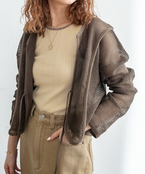 mystic（ミスティック）の「メッシュ2WAYカーディガン（カーディガン/ボレロ・レディース・ベージュ/オリーブ/アイボリー・FREE）」の17枚目の写真