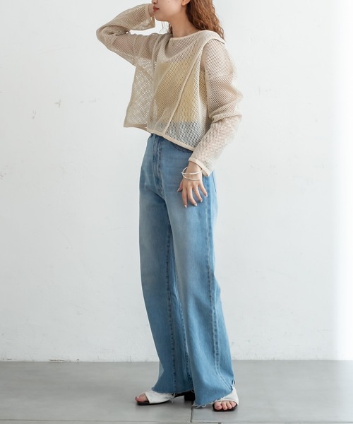 mystic（ミスティック）の「メッシュ2WAYカーディガン（カーディガン/ボレロ・レディース・ベージュ/オリーブ/アイボリー・FREE）」の5枚目の写真