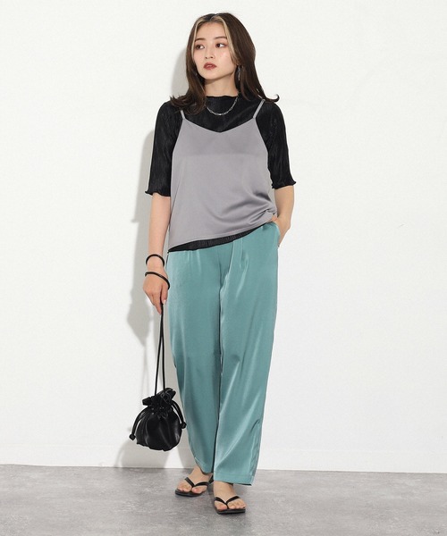 AULI（アウリィ）の「【低身長向けサイズ】サテンリラックスパンツ（その他パンツ・レディース・ブラック/ブルーグリーン/グレイッシュベージュ・XS）」の17枚目の写真