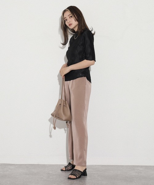 AULI（アウリィ）の「【低身長向けサイズ】サテンリラックスパンツ（その他パンツ・レディース・ブラック/ブルーグリーン/グレイッシュベージュ・XS）」の13枚目の写真