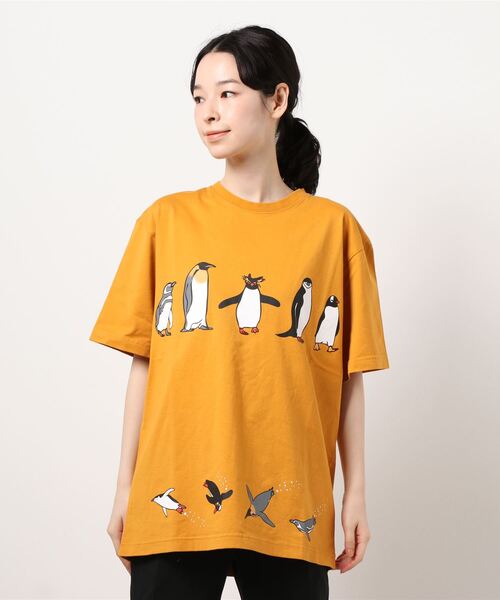 HOUSTON（ヒューストン）の「【HOUSTON】PRINT TEE(PENGUIN)（Tシャツ/カットソー・メンズ・ホワイト/ブラック/ブルー/キャメル・LARGE/X-LARGE/MEDIUM）」の4枚目の写真