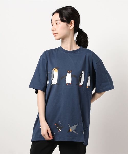 HOUSTON（ヒューストン）の「【HOUSTON】PRINT TEE(PENGUIN)（Tシャツ/カットソー・メンズ・ホワイト/ブラック/ブルー/キャメル・LARGE/X-LARGE/MEDIUM）」の3枚目の写真
