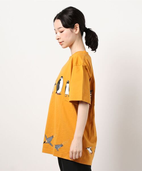 HOUSTON（ヒューストン）の「【HOUSTON】PRINT TEE(PENGUIN)（Tシャツ/カットソー・メンズ・ホワイト/ブラック/ブルー/キャメル・LARGE/X-LARGE/MEDIUM）」の5枚目の写真