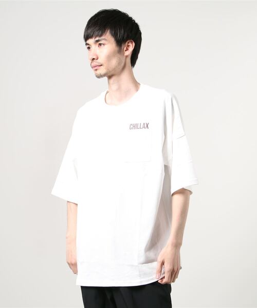 chillax(チラックス)の「CHILLAX/チラックス 半袖Tシャツ 212OO1ST257CL(Tシャツ/カットソー・メンズ・ホワイト/グレー・L/M)」の5枚目の写真