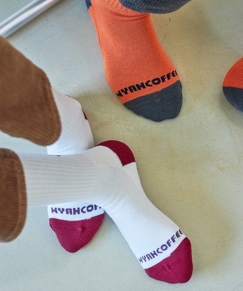 AlexanderLeeChang（アレキサンダーリーチャン）の「AlexanderLeeChang アレキサンダーリーチャン / NYANCOFFEE SOCKS ニャンコーヒーソックス 靴下 / AC052120（ソックス/靴下・メンズ・ホワイト/ブラウン/オレンジ・FREE）」の7枚目の写真