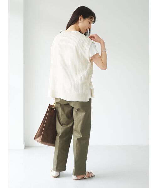 Green　Parks（グリーンパークス）の「すかし柄ニットベスト＊（ベスト・レディース・イエロー/チャコールグレー/ライトベージュ/アイボリー・FREE）」の9枚目の写真