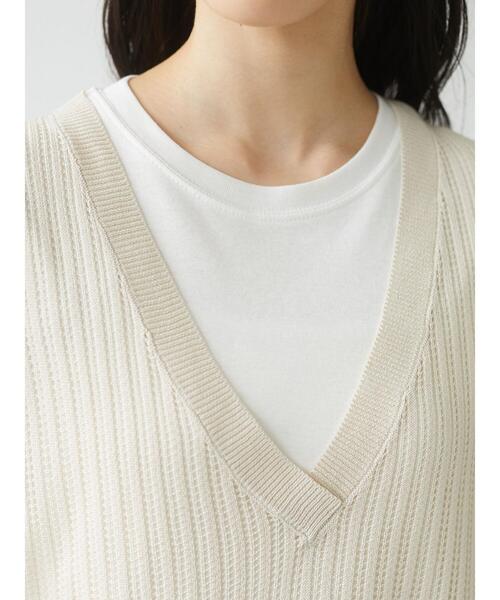 Green　Parks（グリーンパークス）の「すかし柄ニットベスト＊（ベスト・レディース・イエロー/チャコールグレー/ライトベージュ/アイボリー・FREE）」の12枚目の写真