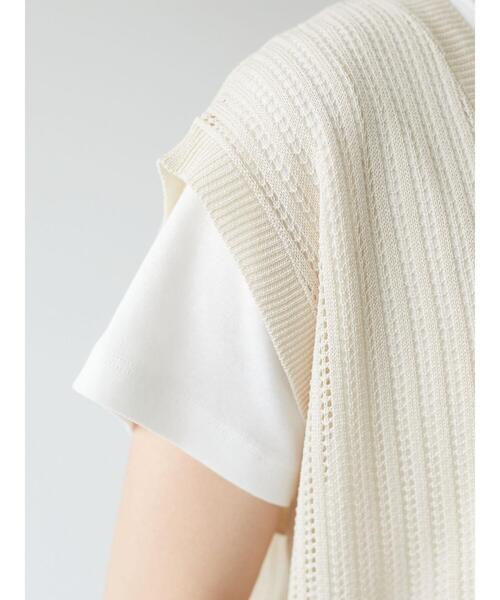 Green　Parks（グリーンパークス）の「すかし柄ニットベスト＊（ベスト・レディース・イエロー/チャコールグレー/ライトベージュ/アイボリー・FREE）」の13枚目の写真