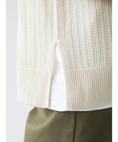 Green　Parks（グリーンパークス）の「すかし柄ニットベスト＊（ベスト・レディース・イエロー/チャコールグレー/ライトベージュ/アイボリー・FREE）」の14枚目の写真