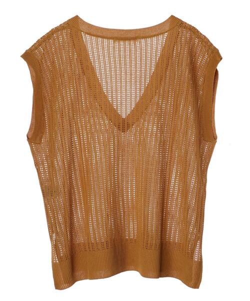 Green　Parks（グリーンパークス）の「すかし柄ニットベスト＊（ベスト・レディース・イエロー/チャコールグレー/ライトベージュ/アイボリー・FREE）」の16枚目の写真