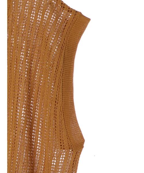 Green　Parks（グリーンパークス）の「すかし柄ニットベスト＊（ベスト・レディース・イエロー/チャコールグレー/ライトベージュ/アイボリー・FREE）」の18枚目の写真