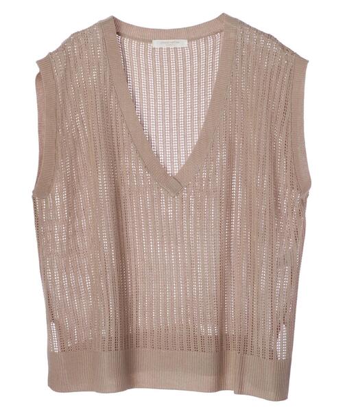 Green　Parks（グリーンパークス）の「すかし柄ニットベスト＊（ベスト・レディース・イエロー/チャコールグレー/ライトベージュ/アイボリー・FREE）」の22枚目の写真