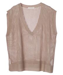 すかし柄ニットベスト＊