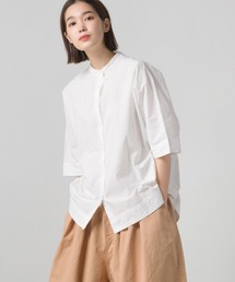 OMNES | ハードワッシャーブロード 裾ラウンド半端袖ドルマンシャツ(シャツ/ブラウス)