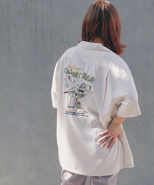 179/WG（イチナナキュウダブルジー）の「後ろ刺繍開襟シャツ（シャツ/ブラウス・レディース・ブルー/ブラック/オフホワイト/オレンジ・MEDIUM）」の6枚目の写真