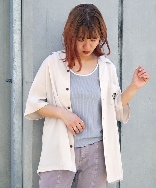 179/WG（イチナナキュウダブルジー）の「後ろ刺繍開襟シャツ（シャツ/ブラウス・レディース・ブルー/ブラック/オフホワイト/オレンジ・MEDIUM）」の14枚目の写真