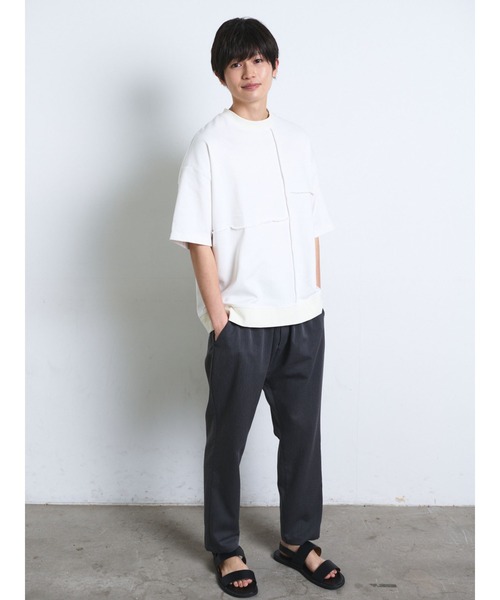 COTORICA（コトリカ）の「パネルスイッチスエットルーズT（Tシャツ/カットソー・メンズ・オフホワイト/ライトブルー/ネイビー・MEDIUM/LARGE）」の12枚目の写真