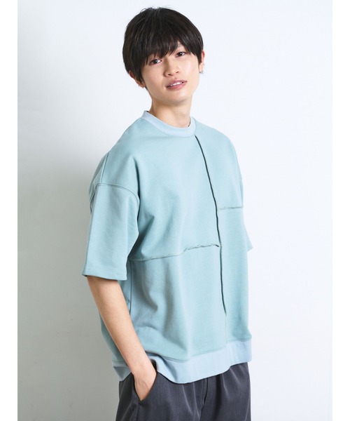 COTORICA（コトリカ）の「パネルスイッチスエットルーズT（Tシャツ/カットソー・メンズ・オフホワイト/ライトブルー/ネイビー・MEDIUM/LARGE）」の14枚目の写真