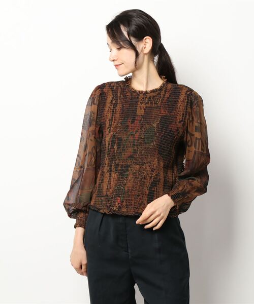 Desigual（デシグアル）の「シャーリング&プリント ブラウス（シャツ/ブラウス・レディース・ブラウン・2L/S/M/L）」の11枚目の写真