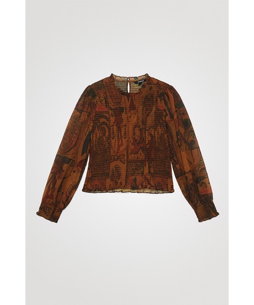 Desigual（デシグアル）の「シャーリング&プリント ブラウス（シャツ/ブラウス・レディース・ブラウン・2L/S/M/L）」の10枚目の写真